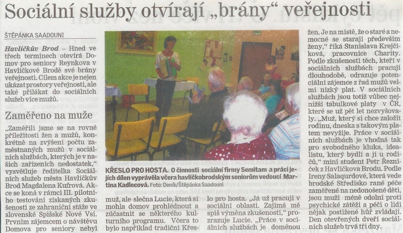 Sociální služby otvírají "brány" veřejnosti