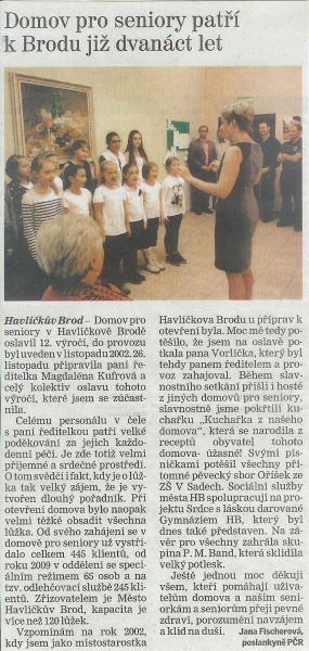 článek Domov pro seniory patří k Brodu již dvanáct let