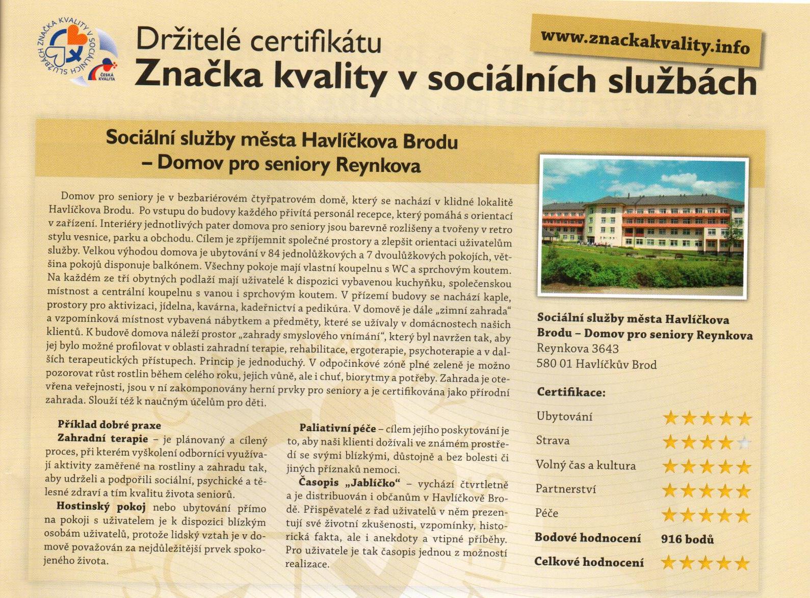 Značka kvality v sociálních službách 2019